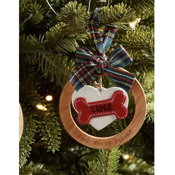 Mud Pie "LUNA" Dog Bone Heart Christmas Ornament | personalized NEW! - Picture 3 of 3